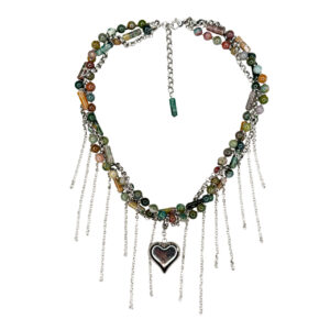 Necklace Indian Agate And Fringe