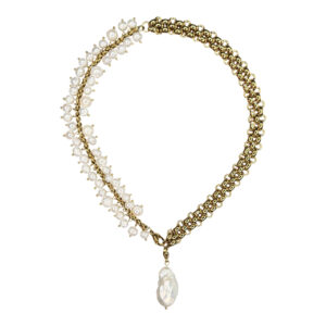 Necklace Gold And White Cluster