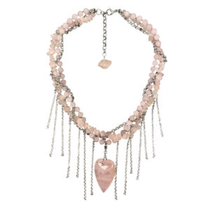 Necklace Pink Quartz And Fringe
