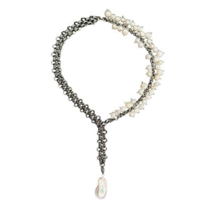 Necklace Silver And White Cluster